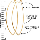 Geometric Marquise Threader Hoops - 18K Gold Plated Hoop Earrings for Women