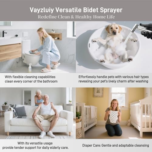 Handheld Toilet Bidet Sprayer for Toilet-Adjustable Water Pressure Control with Bidet Hose for Feminine Wash, Stainless Steel Brushed Nickel Cloth Diaper for Baby Wash (Matte Black, 1)