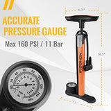 MOHEGIA Bike Floor Pump with Gauge,Air Bicycle Pump Inflator with High Pressure 160 PSI,Fits Schrader and Presta Valve