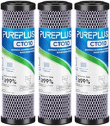 1 Micron 2.5" x 10" Whole House CTO Carbon Water Filter Cartridge Replacement for Under Sink Water Filter System, Dupont WFPFC8002, WFPFC9001, FXWTC, SCWH-5, WHEF-WHWC, WHCF-WHWC, AMZN-SCWH-5, 3Pack