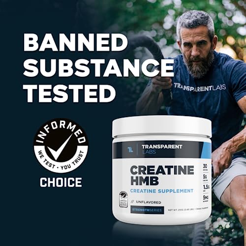 Transparent Labs Creatine HMB Sports Nutrition Bodybuilding Supplement - Creatine Monohydrate Powder with HMB for Muscle Growth, Increased Strength and Enhanced Performance - 30 Servings, Unflavored