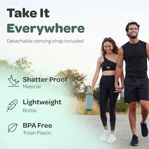 Hydracy Water Bottle with Time Marker -Large BPA Free Water Bottle & No Sweat Sleeve -Leak Proof Gym Bottle with Fruit Infuser Strainer & Times to Drink -Ideal for Fitness Sports & Outdoors