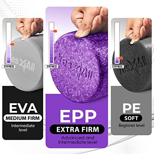 Yes4All High-Density Round Back Roller Foam, Exercise Foam Roller for Yoga, Pilates & Stretching - 12, 18, 24, 36 inch