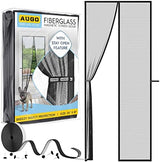 AUGO Magnetic Fiberglass Screen Door - Self Sealing, Heavy Duty, Hands Free Mesh Partition Keeps Bugs Out - Door Screen Magnetic Closure - Patent Pending Keep Open Feature - 34 Inch x 81 Inch