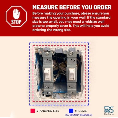 Rio Salto BRASS Metal Double Rocker Decora MIDSIZE Gold Double Light Switch Wall Plate Outlet Cover Wall Plate Receptacle Wallplate Dual Rocker Decora 2 Gang Decorator 4.92" x 4.92"
