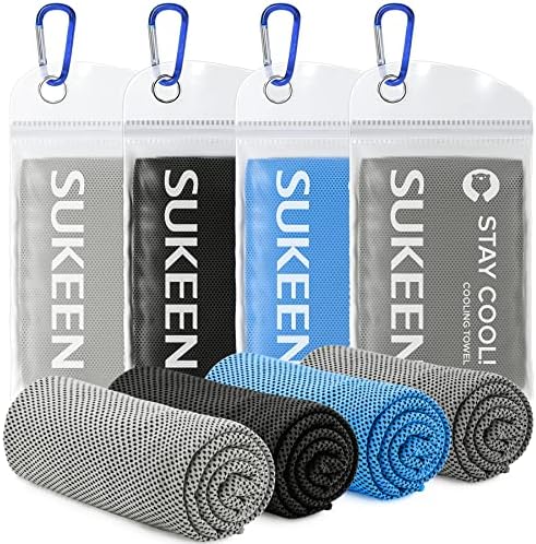 Sukeen [4 Pack Cooling Towels (40"x12"),Ice Towel,Soft Breathable Chilly Microfiber Towel for Yoga,Sport,Running,Gym,Workout,Camping,Fitness,Workout & More Activities