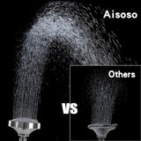 AISOSO Shower Head 2 PCS, 5 Modes High Pressure Shower Heads for Relaxed Shower Experience, 4.1 Inch Bathroom Fixed Showerhead Even at Low Water Pressure for Powerful Spray, Chrome