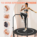 BCAN 450/550 LBS Foldable Mini Trampoline, 40"/48" Adult Fitness Trampoline with Bungees, U Shape Adjustable Foam Handle, Stable & Quiet Exercise Rebounder,Indoor/Outdoor Workout