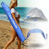 Beach Shelter Umbrella Premiere UPF 50+ Umbrella Shelter for Sun and Rain Protection for Adult (10-Foot,Blue Stripe)