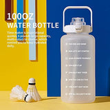 64oz,100oz,128oz Large Motivational Water Bottle with Time Marker, Leakproof & BPA Free Half Gallon Big Water Bottle with Straw Handle Tritan Frosted Water Jug for Gym,Fitness,Outdoor Sports