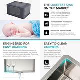 Kraus KHU101-24L Standart PRO 24-inch Undermount 16 Gauge Single Bowl Laundry and Utility Sink, 24 Inch, Tight Radius