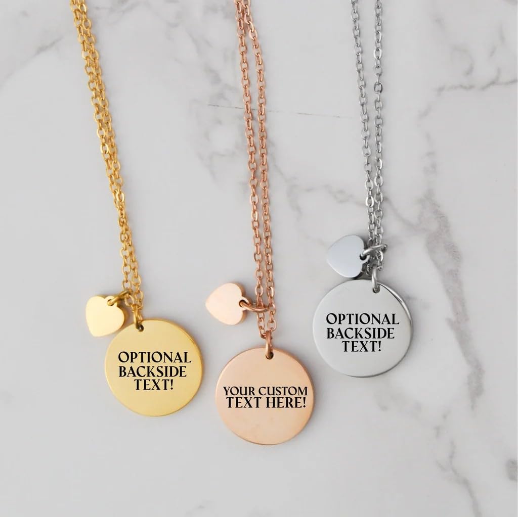 Custom Name Necklace for Women, Double-Sided Engraved Pendant