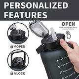 64oz,100oz,128oz Large Motivational Water Bottle with Time Marker, Leakproof & BPA Free Half Gallon Big Water Bottle with Straw Handle Tritan Frosted Water Jug for Gym,Fitness,Outdoor Sports