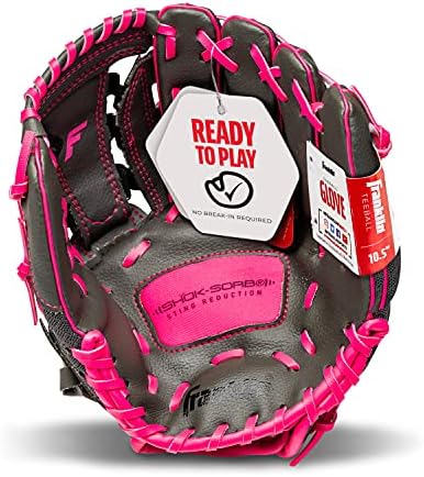 Franklin Sports Youth Teeball Gloves - Shok Sorb Kids Baseball + Teeball Mitt - Boys + Girls Fielders Gloves for Teeball, Baseball + Softball - 10.5" Inch Glove - Multiple Colors