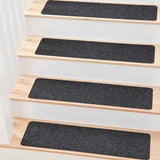 MBIGM 8" X 30" (15 in Pack) Non-Slip Carpet Stair Treads Non-Skid Safety Rug Slip Resistant Indoor Runner for Kids Elders & Pets with Reusable Adhesive - Black - Carpet Pads for Stairs