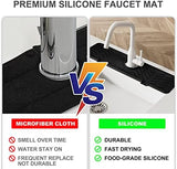 Meiliweser Silicone Faucet Splash Guard Gen 2 - Outlet & Slope Upgraded Faucet Water Catcher Mat - 18” x 5.1” - Sink Sponge Holder for Kitchen, Bathroom(Black)