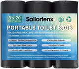 60 Count 8 Gallon Biodegradable Compostable Portable Toilet Bags, 100% Plant-Based, No Leaks, Disposable, Perfect for Camping, Hiking, Boating, Hunting