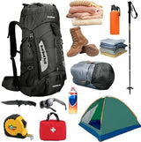 King'sGuard 60L Hiking Backpack Men Women Camping Backpack Waterproof Backpacking Mountaineering Climbing Daypack with Rain Cover (Black)