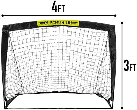Franklin Sports Blackhawk Backyard Soccer Goal - Portable Pop Up Soccer Nets - Youth + Adult Folding Indoor + Outdoor Goals - Multiple Sizes + Colors - Perfect for Games + Practice