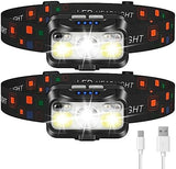 LHKNL Headlamp Rechargeable, Lumen Super Bright Motion Sensor Head Lamp Flashlight,2-Pack Waterproof LED Headlight with White Red Light,8 Modes Head Lights for Camping Cycling Running Fishing