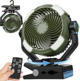 DUKUSEEK 20000mAh Clip On Fan with LED Light, 9-inch 60Hrs Portable Camping Fan with Sturdy Clamp, 360° Oscillating Personal Desk Fan for Office, Worksite, Golf - Regargeable Battery Powered USB Fans