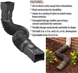 WholesalePlumbing Supply 2-Pack Black Flexible Downspout Extension Gutter Connector Rainwater Drainage,FD-85015-2PK