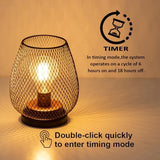 DECORKEY Set of 2 Rechargeable LED Table Lantern, Brown Metal Cage Cordless Lamps with LED Bulb，Vintage Decorative Outdoor Lantern for Weddings, Parties, Patio, Events for Indoors Shelf Decor