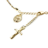 Stunning Catholic Rosary Bracelet for Women with Our Lady of Graces Medal and Cross Crucifix Charm, 14K Gold Plated, Adjustable - Dainty Elegant Religious Jewelry Gift
