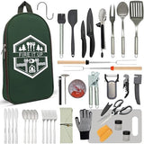 BOMKI Grilling & Camping Cookware - BBQ & Camp Cooking Set, Green Pro