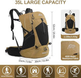 Hiking Backpack,35L Waterproof Hiking Daypack with 3L Water Bladder and Rain Cover, Lightweight Travel Camping Backpack for Men Women (Khaki)