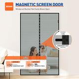 MAGZO Magnetic Screen Door Fit Door Size 48 x 80 Inch, Screen Size 50" x 81" Strong Magnet Mesh with Reinforced Hook & Loop for French, Sliding and Patio Entrances, Black