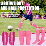 Soccer Shin Guards Toddler and Kids, Shin Pads Set with Shin Sleeves and Long Soccer Socks for Age 2-4, 3-5, 4-6, 6-8, 8-10, 10-12, 12-16 Boys and Girls, Lightweight Soccer Equipment