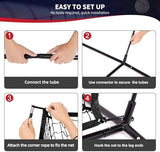 BAGAIL 7x7 ft Baseball & Softball Practice Net with Bow Frame for Batting, Hitting, Pitching, Portable Baseball Throwing Net with 2 Strike Zone Batting Tee, Carry Bag, Great for All Levels