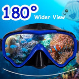 Vvinca Kids-Goggles with Nose Cover, Diving Mask Elastic Fabric Strap Anti Fog Anti Shattered Lens for Kids Swim Goggles 3-14