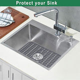 GUUKIN Sink Protectors for Kitchen Sink 19x13 & 24x12.5 & 13x11 & 26x14 & 28x14 & 29x15, Large Silicone Mats Grid for Bottom of Farmhouse Stainless Steel (19x12.5 with 3 Reserved Holes)
