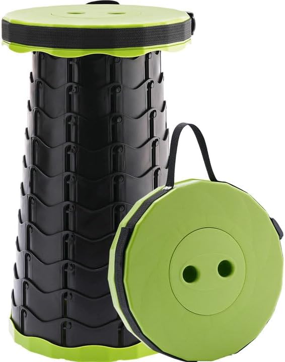 Upgraded Foldable Stool Thickened, Portable Collapsible Stool Retractable Stool for Fishing, Hiking Tours, BBQ, Parties, Outdoor Activities (Olive Green)
