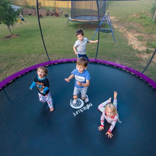 JUMPZYLLA Trampoline Outdoor 8FT 10FT 12FT 14FT 15FT 16FT with Enclosure and Ladder, ASTM Approved Recreational Trampoline for Kids and Adults, Anti-Rust Coated Frame