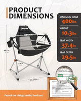 KingCamp Hammock Camping Chair, Swinging Portable Folding Camp Chairs for Adults 400lbs Heavy Duty Foldable Oversized Rocker with Aluminum Alloy Frame Cup Holder Pillow for Outdoor Beach Patio Sport