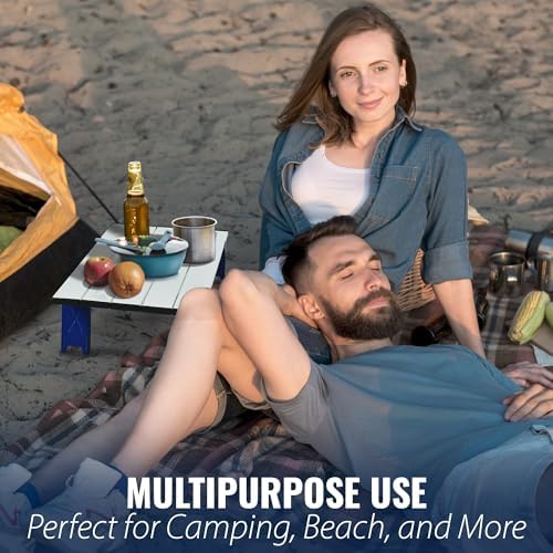 TREKOLOGY Portable Beach Table, Mini Folding Beach Table for Sand, Compact Foldable Design, Quick Setup, Weather-Resistant, Lightweight, Ideal for Beach, Hiking, Picnics, and Camping