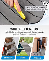 OCEANBROAD EVA Foam Boat Flooring with 3M Adhesive Backing Marine Self-Adhesive Decking 96''x45.6''/36''/28.8''/16.8'', 48''x16.8'' Faux Teak Sheet for Jon Boats Swim Platform Helm Pad RV Floor