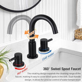 FGKQ Black Bathroom Faucet for Sink 3 Hole, Bathroom Sink Faucet with Pop Up Drain, 8 Inch Widespread Vanity Faucet 3 Hole, 360° Swivel Two Handle with Supply Lines