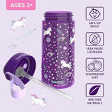 Bentgo Kids Water Bottle - Leak-Proof, Durable Tritan, BPA-Free 15 oz. Cup for Kids/Toddlers Ages 3+, Safe Sip Spout, Carrying Handle, & Dishwasher Safe for School, Sports, Daycare & Camp (Unicorn)
