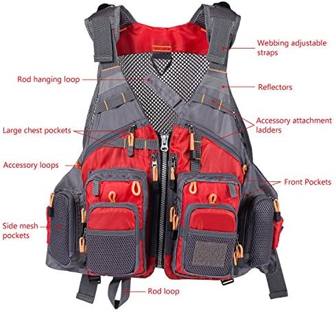 BASSDASH Strap Fishing Vest Adjustable for Men and Women, for Fly Bass Fishing and Outdoor Activities
