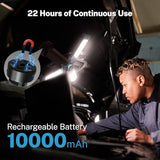 OGERY Rechargeable 10000mAh Camping Light with Stand 6.5 ft Max Height, Cordless Work Light with 3 LED Lamp Heads, 2200 Lumens Camping Essentials Gear Emergency Flashlight with Detachable Tripod