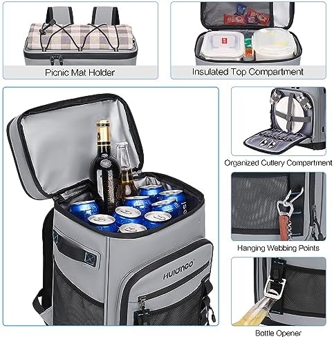 Large Waterproof Insulated Cooler Backpack for Men & Women, Leak Proof Cooler Backpack for Camping, Beach, Fishing, Picnic, Travel, Outdoor, 30L, 48Cans