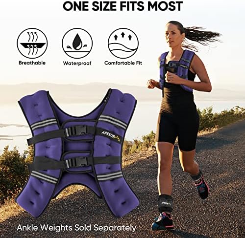 APEXUP Weighted Vest with 5lbs/10lbs/15lbs/20lbs/25lbs/30lbs Weights and Reflective Stripe, Weight Vest Men Women for Workout, Strength Training, Running