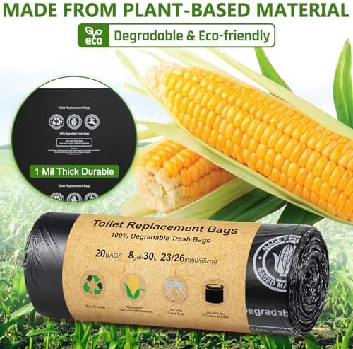 BLIKA Camping Toilet Bags Eco Absorbent Gel Set, Portable Toilet Bags with Gel, 8 Gallon, 30 Liter, Heavy Duty 1 Mil, Toilet Replacement Bags with Toilet Powder for Camping Outdoor Hiking