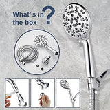 Cobbe High Pressure 8 Functions Shower Head with handheld - Powerful Detachable Shower Head Set for Low Water Pressure - Tool-less 1-Min Installation, Extra Long 60" Stainless Steel Hose (Chrome)