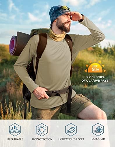 Roadbox Mens UPF 50+ UV Sun Protection Shirts Outdoor Long Sleeve SPF Rash Guard for Fishing Hiking Swimming Running