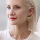 Gold Tone Leaf Earrings for Women - Bohemian Tropical Dangles, Palm Drops